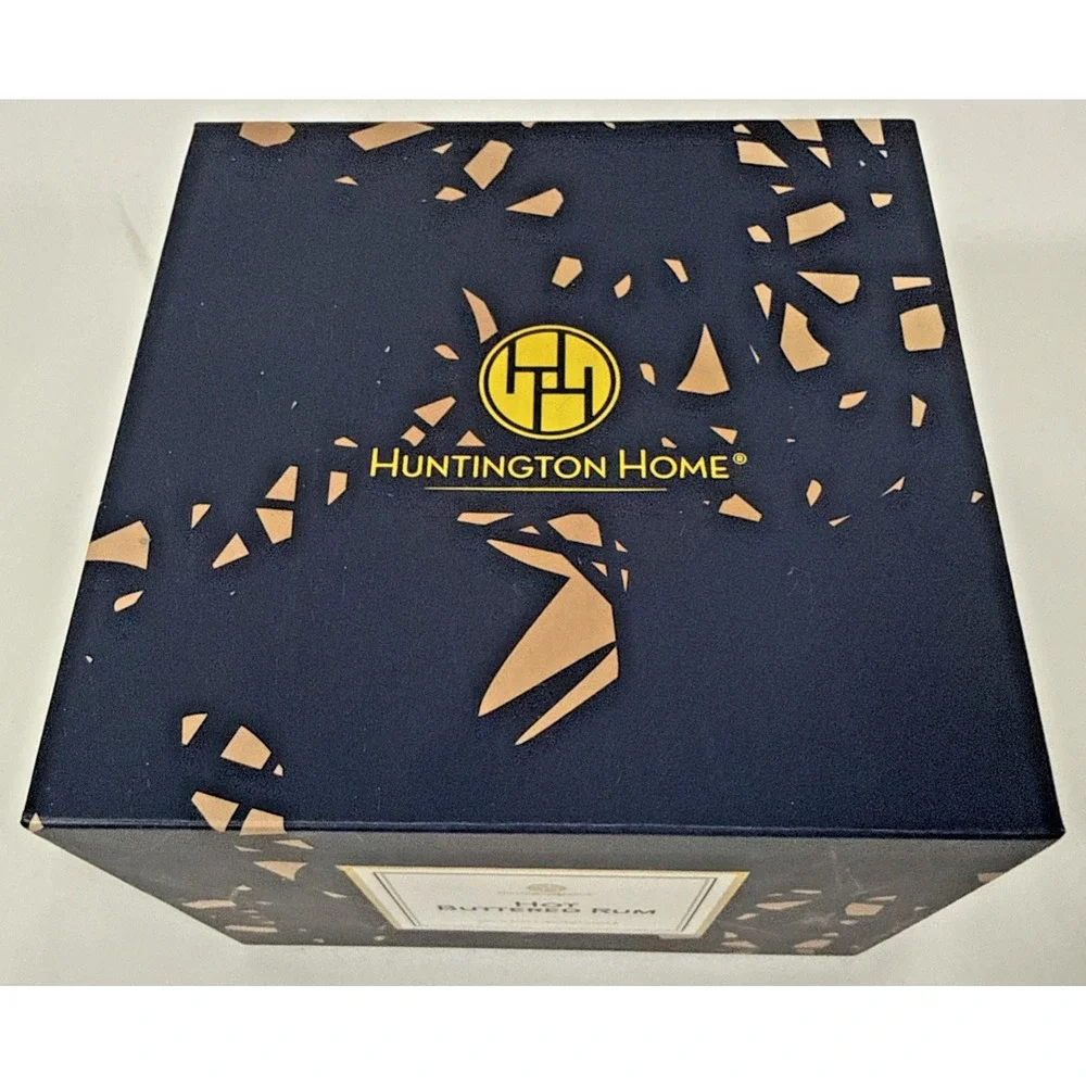 Huntington Home Hot Buttered Rum Candle 7.4oz Navy Blue Soy Blend Scented